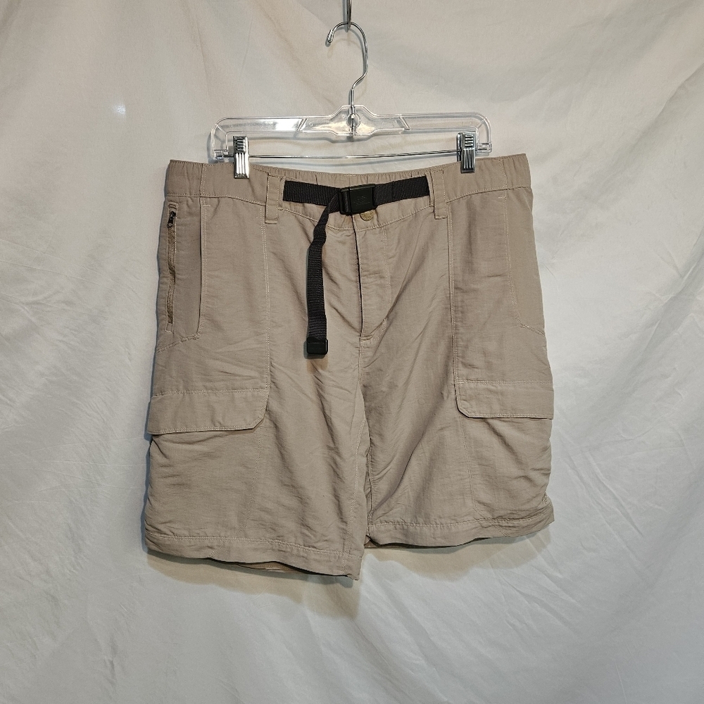 The North Face Nylon Cargo Hiking Shorts MENS SZ L Beige Pockets Belted Outdoors